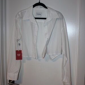 Aritzia Sunday Best White Cropped Button Down Shirt